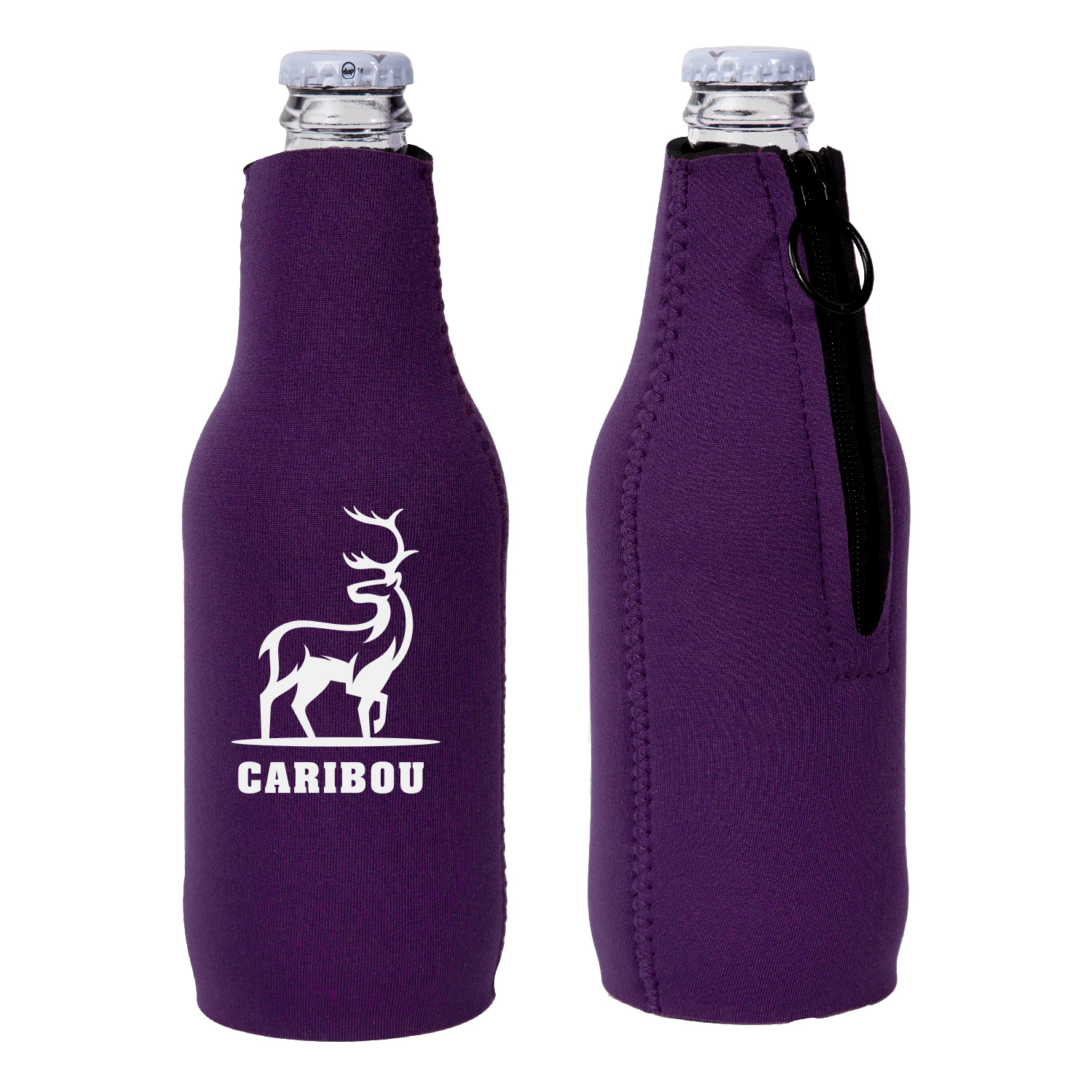 Neoprene Zipper Beer Bottle Cooler (1 Color Imprint) 2