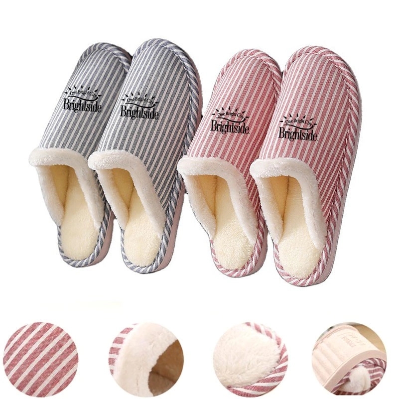 Winter Striped Cotton Slippers 2