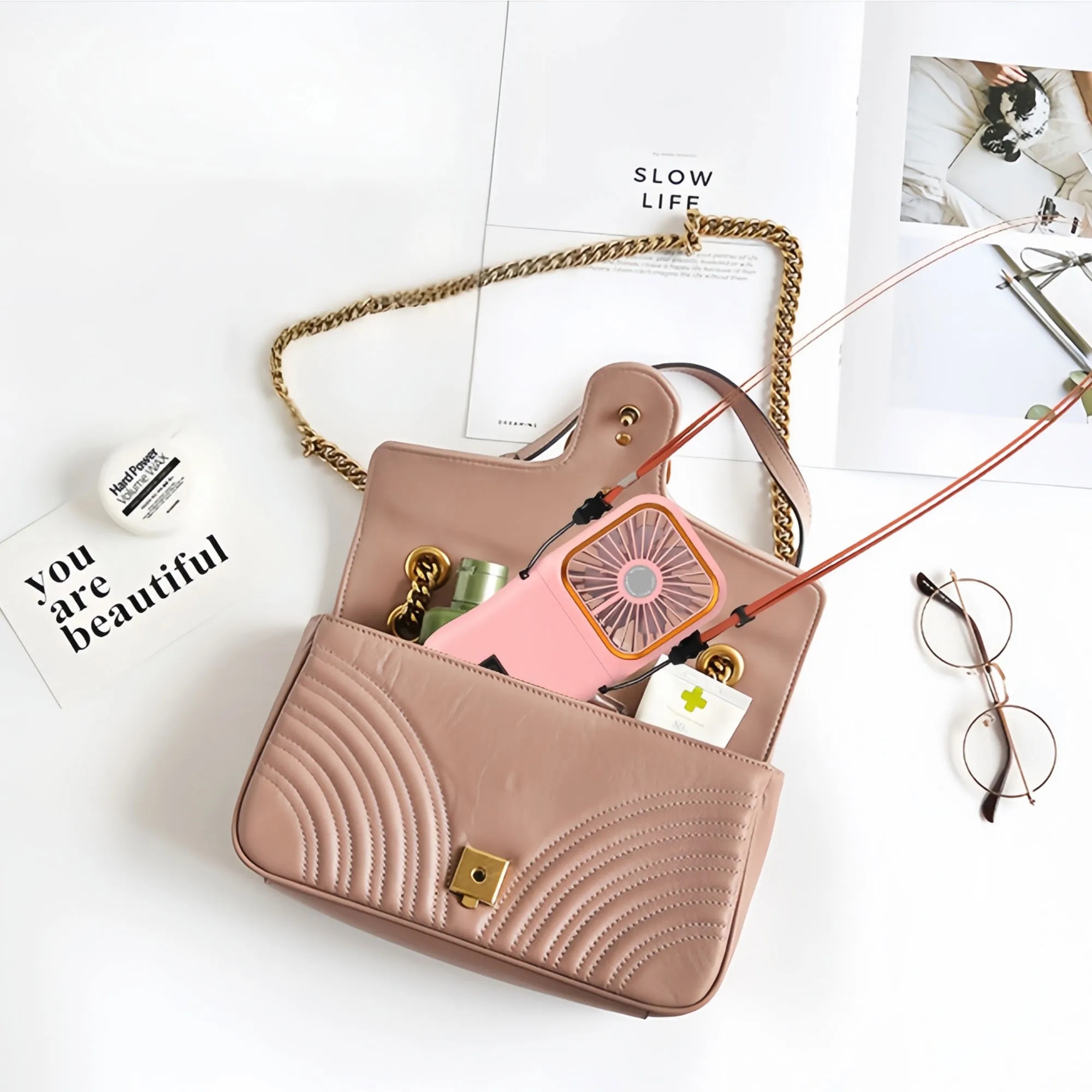 Portable Foldable Phone Stand Fan With Power Bank 6