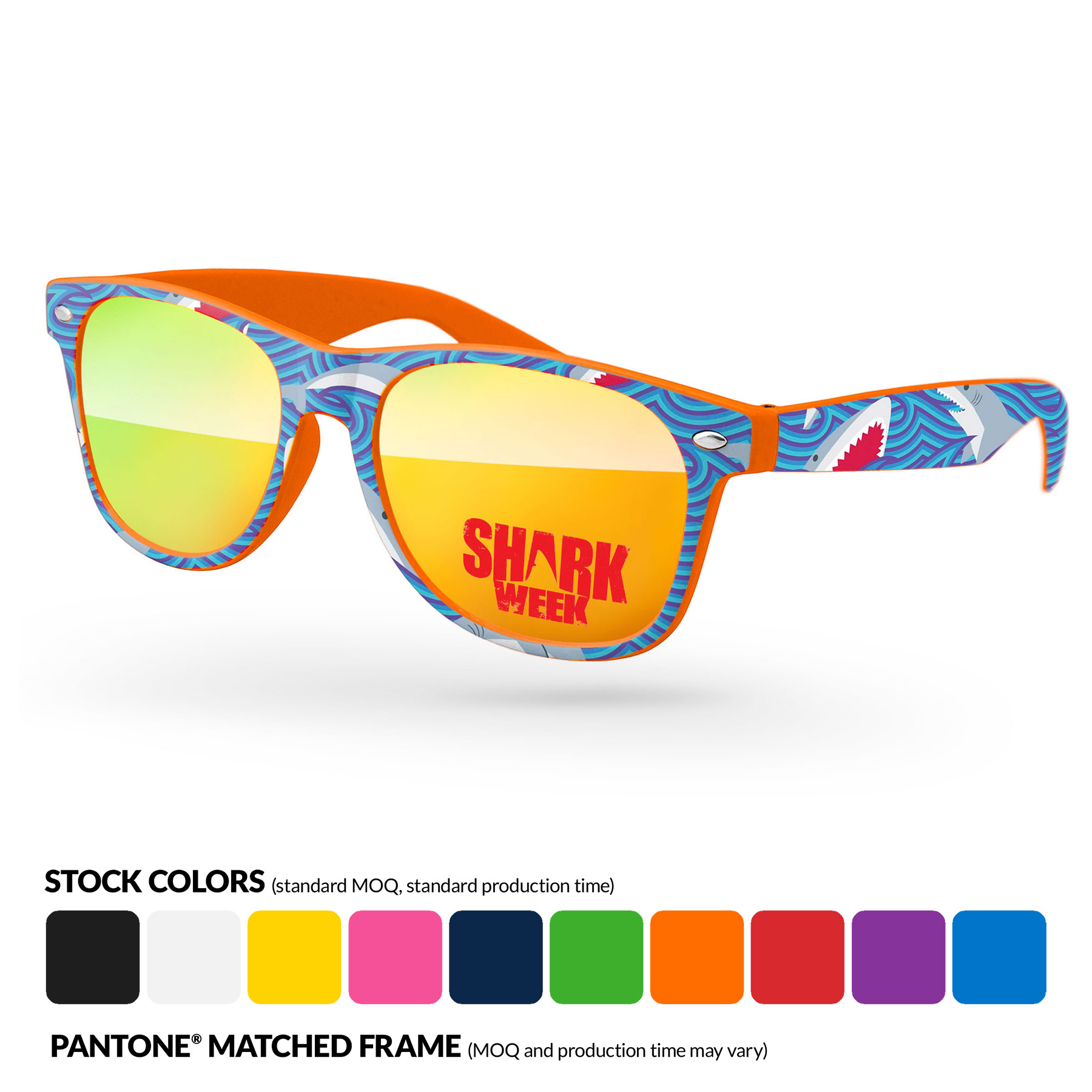 Retro Mirror Sunglasses w/ 1 Color Lens Imprint & Full Color Full Frame Heat Transfer 5