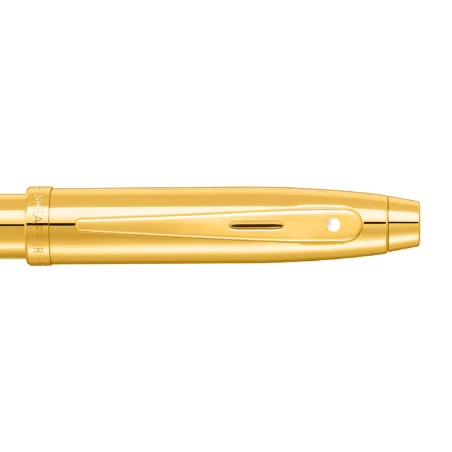 SHEAFFER® 100 9372 Glossy PVD Gold Trim Executive Ballpoint Pen w/ Gift Box 6