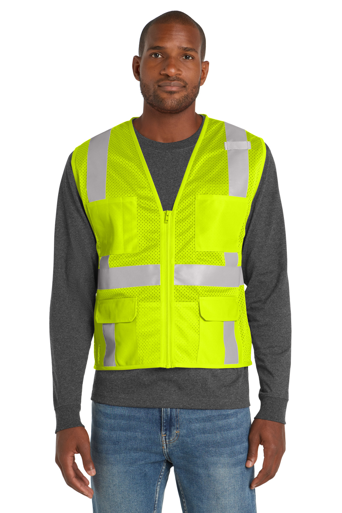CornerStone ANSI 107 Class 2 Mesh Six-Pocket Zippered Vest. CSV104 9