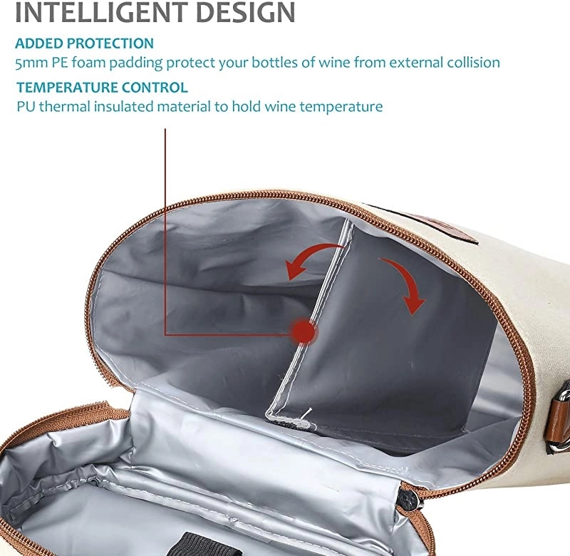 2 Bottle Insulated Wine Cooler Tote Bag 4