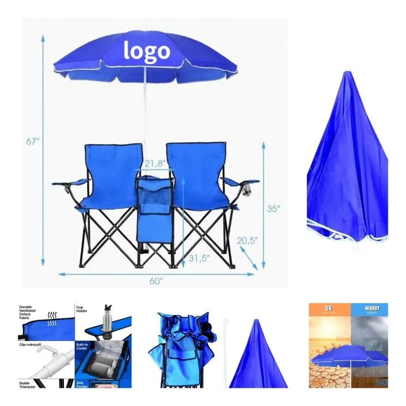 Outdoor Folding Double Chair w/ Umbrella 5