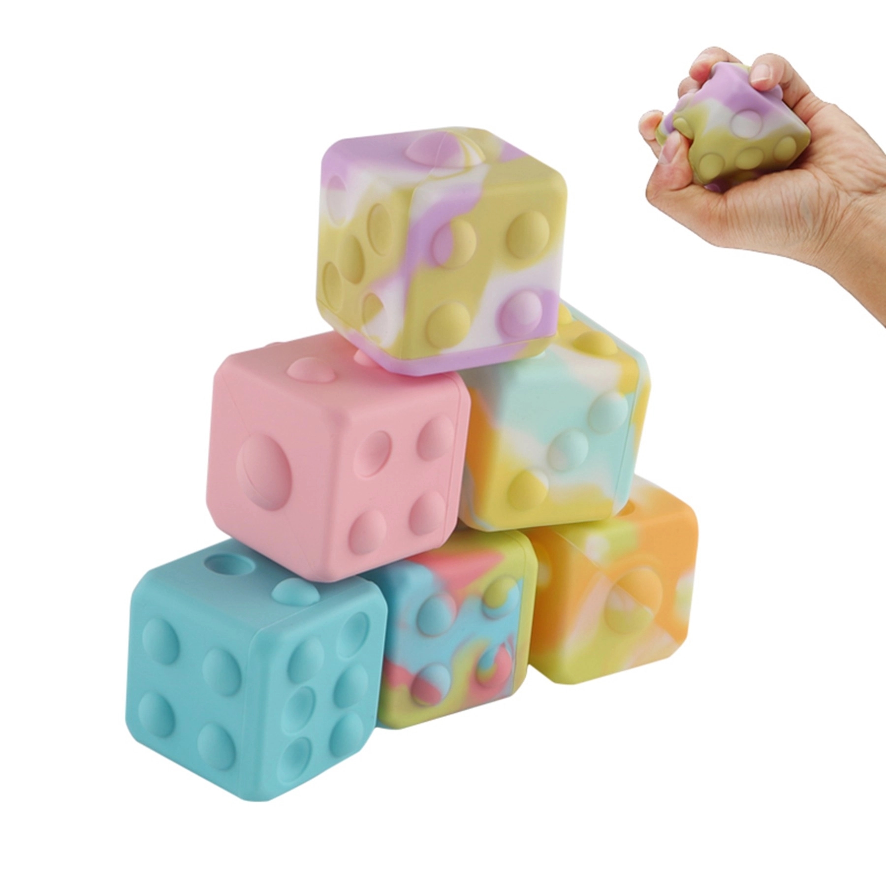 Dice Cube 3D Squeeze Ball Pop Fidget Toy 3