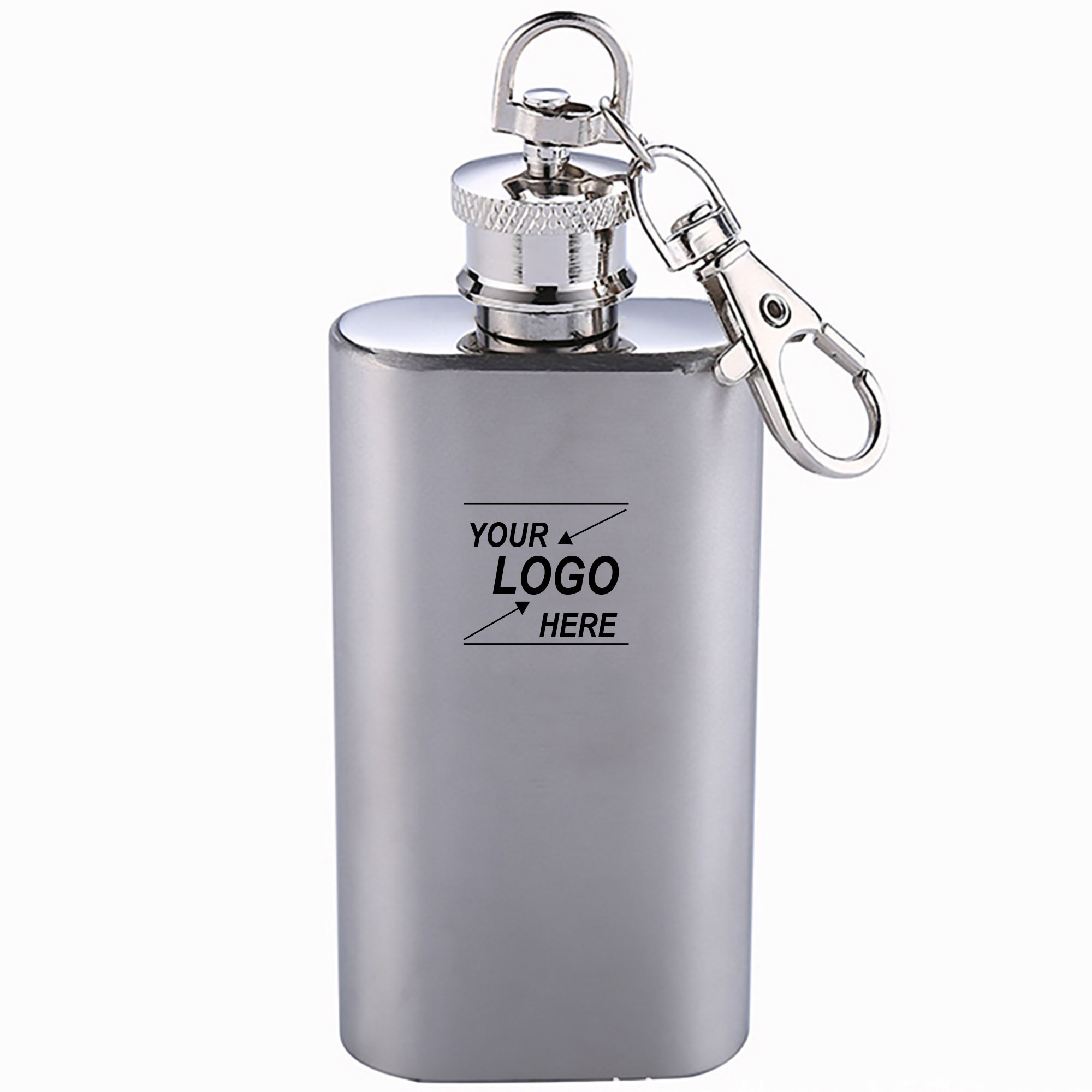 2 Oz. Mini Stainless Steel Flask w/Keychain 4