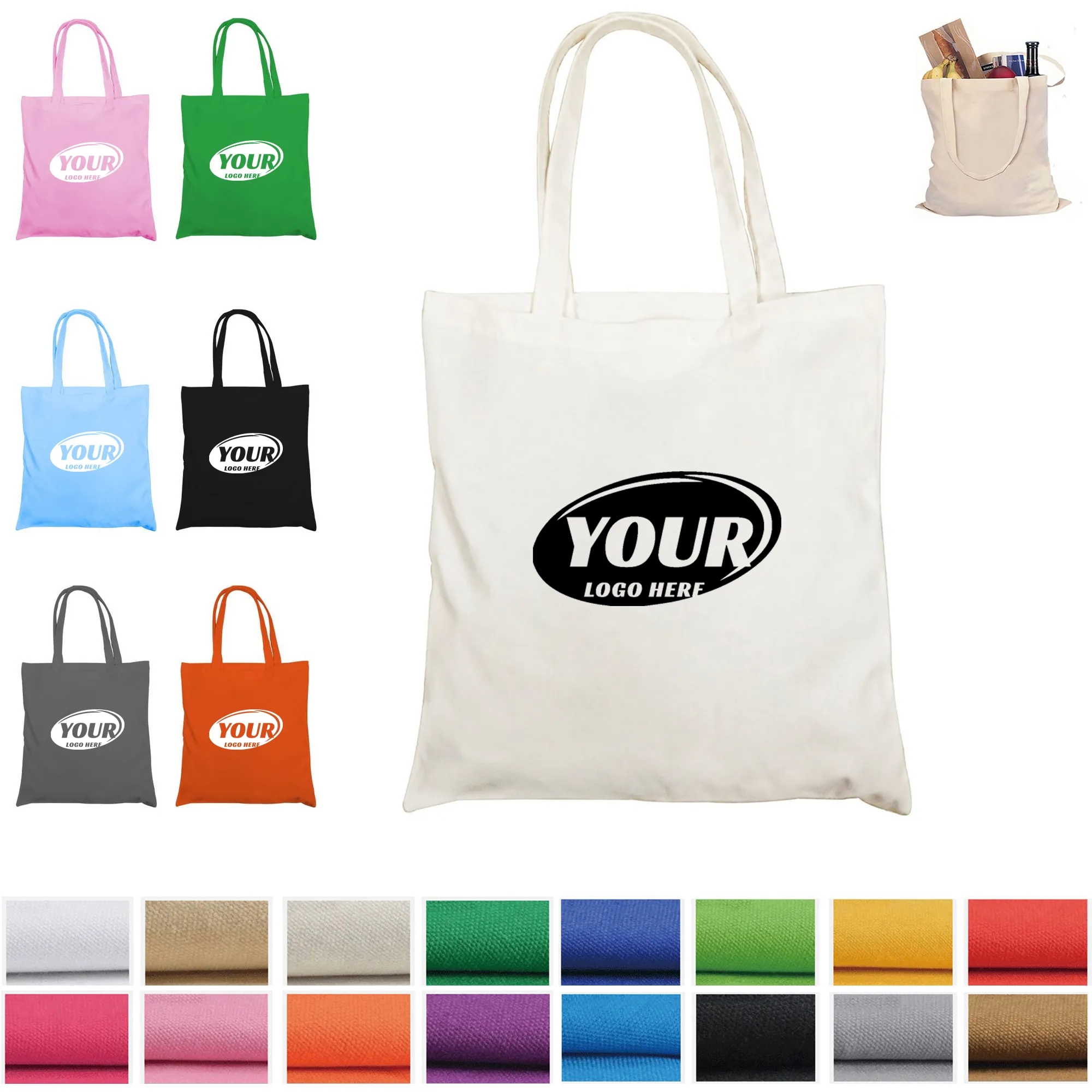 15" x 16" 8oz Cotton Canvas Tote Shopping Bag