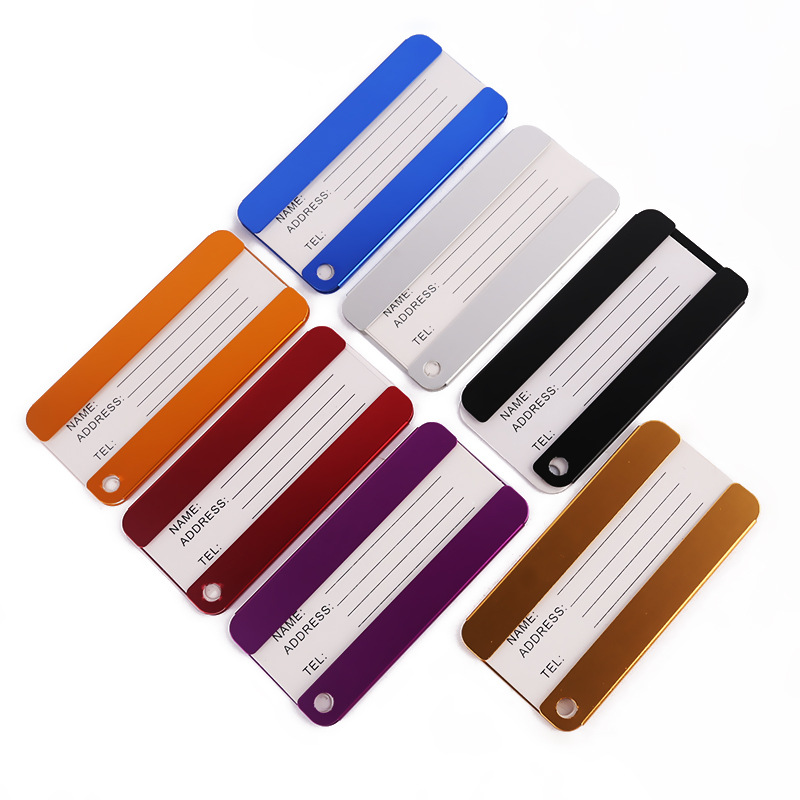 Metal Travel Luggage Tags Suitcase Card Holder w/Key Ring 5