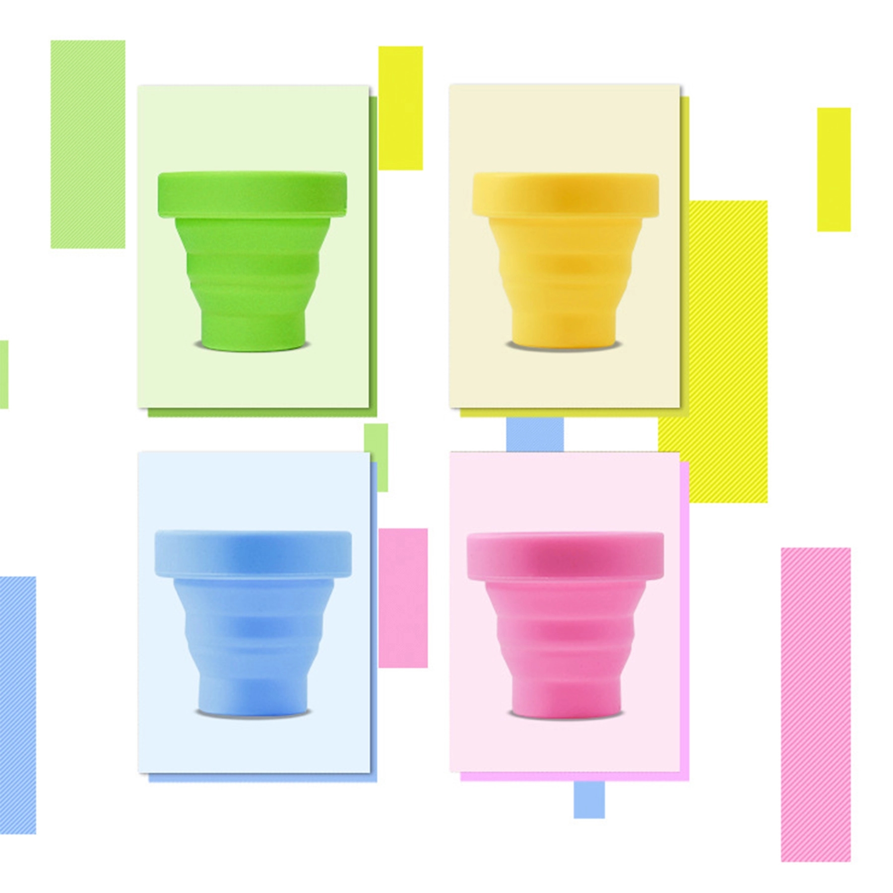 Collapsible Travel Silicone Cup Foldable Mugs Saucers 5.74oz 1