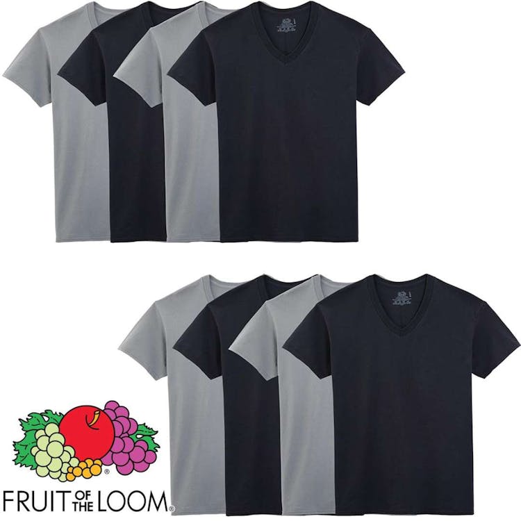 Fruit of the Loom Men's Cotton V-Neck Undershirts - Size Small 8 Pack 1