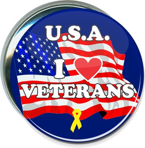 USA, I Love Veterans, Military Button 2
