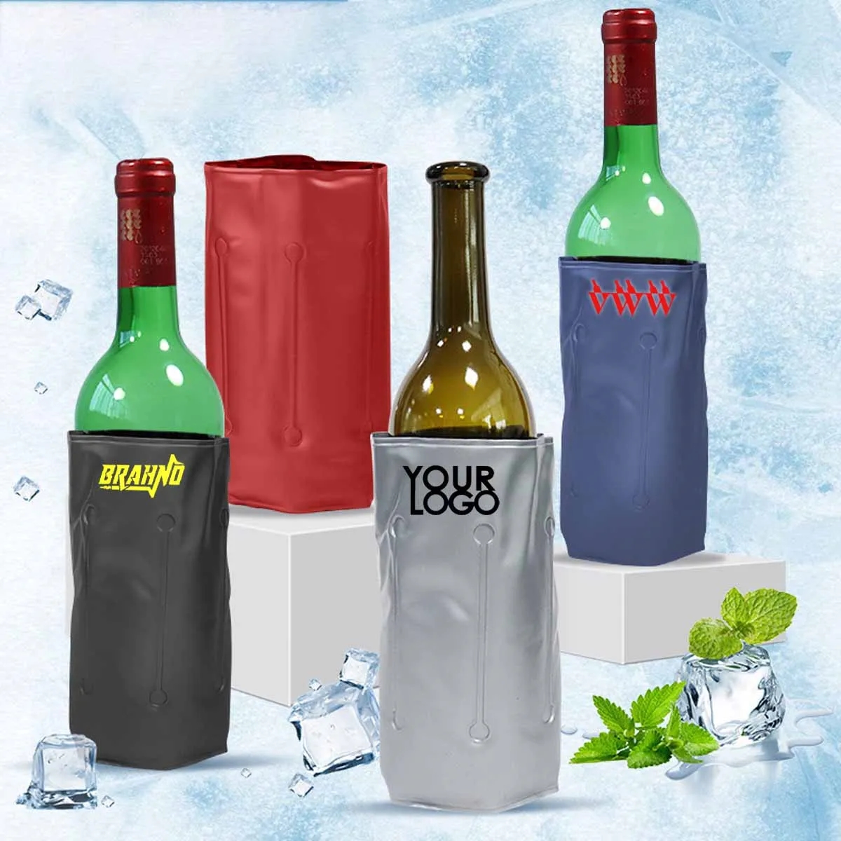 PVC Wine Bottle Ice Cooler Bag with Cool Gel 2