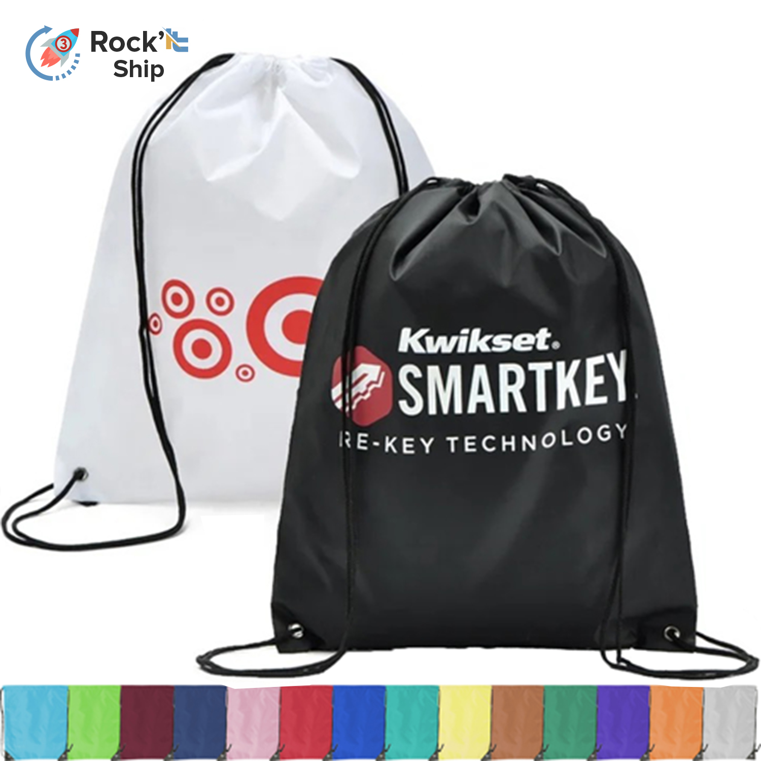 Rock'it 3-Day Premium 210D Polyester Drawstring Backpack, Cinch Sports Bag (15"x18") 2