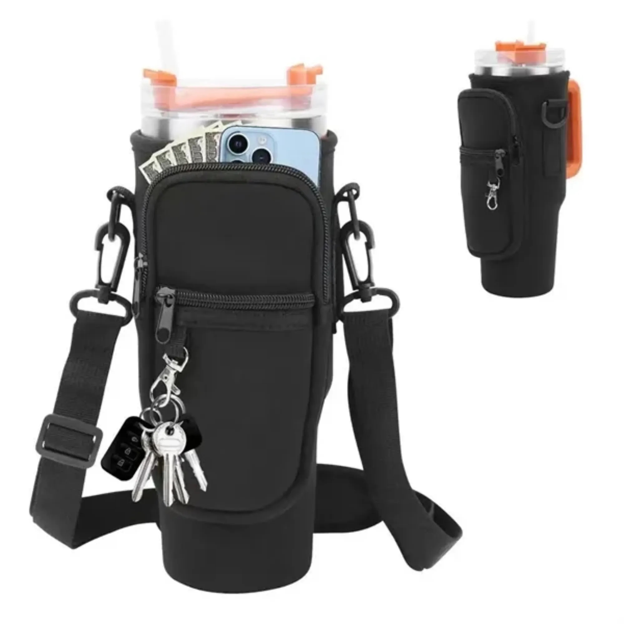 Neoprene Cup Sleeve With Strap And Pocket 3