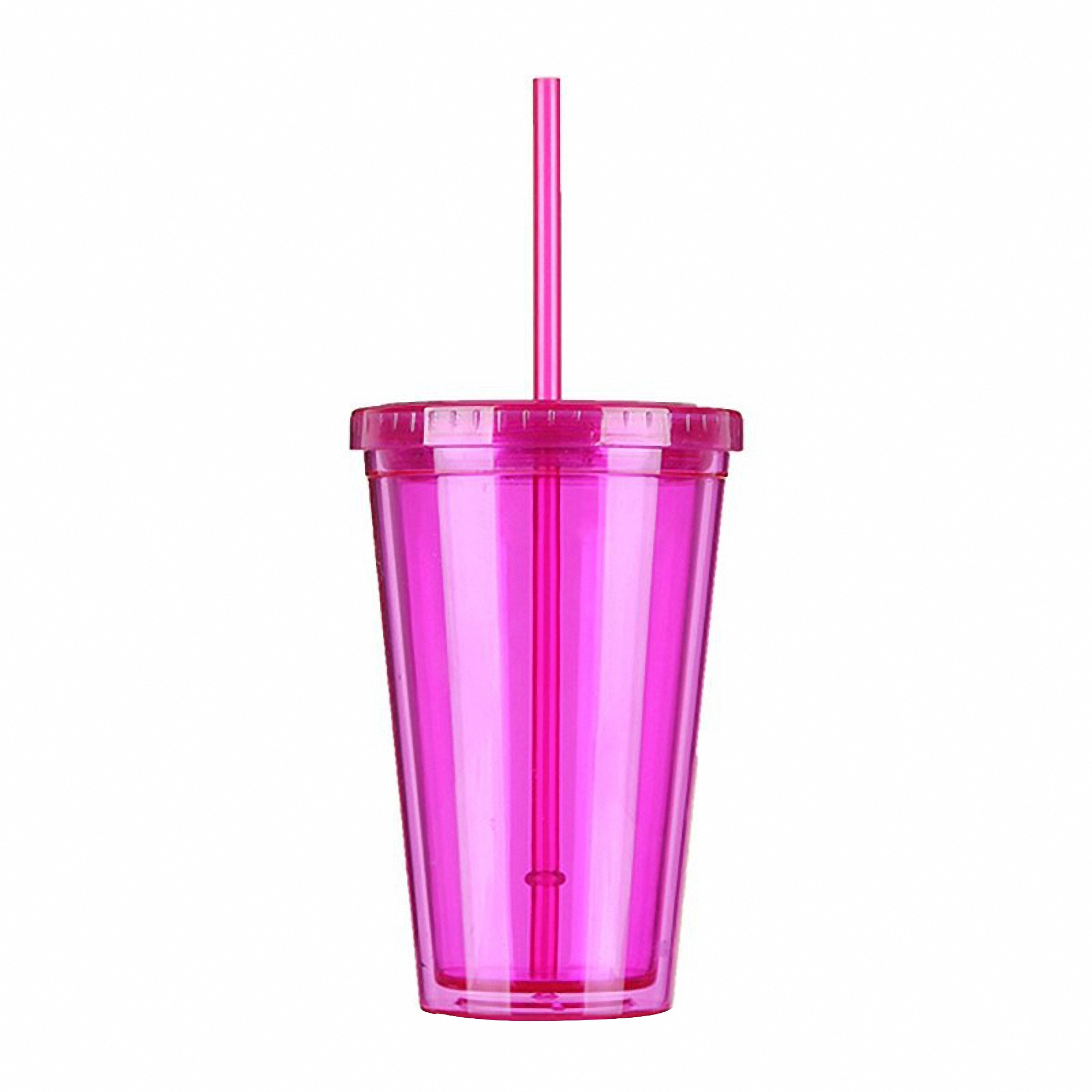 16 oz Translucent Plastic Tumbler with Lid and Straw 2