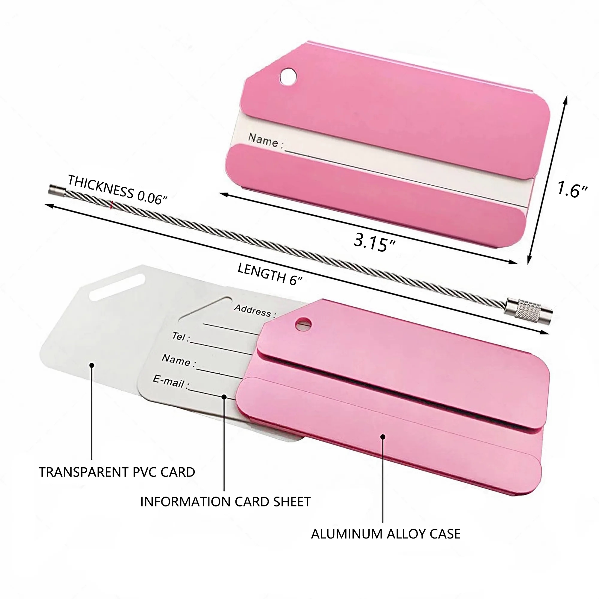 MOQ 100 Aluminum Travel Luggage Tag 3