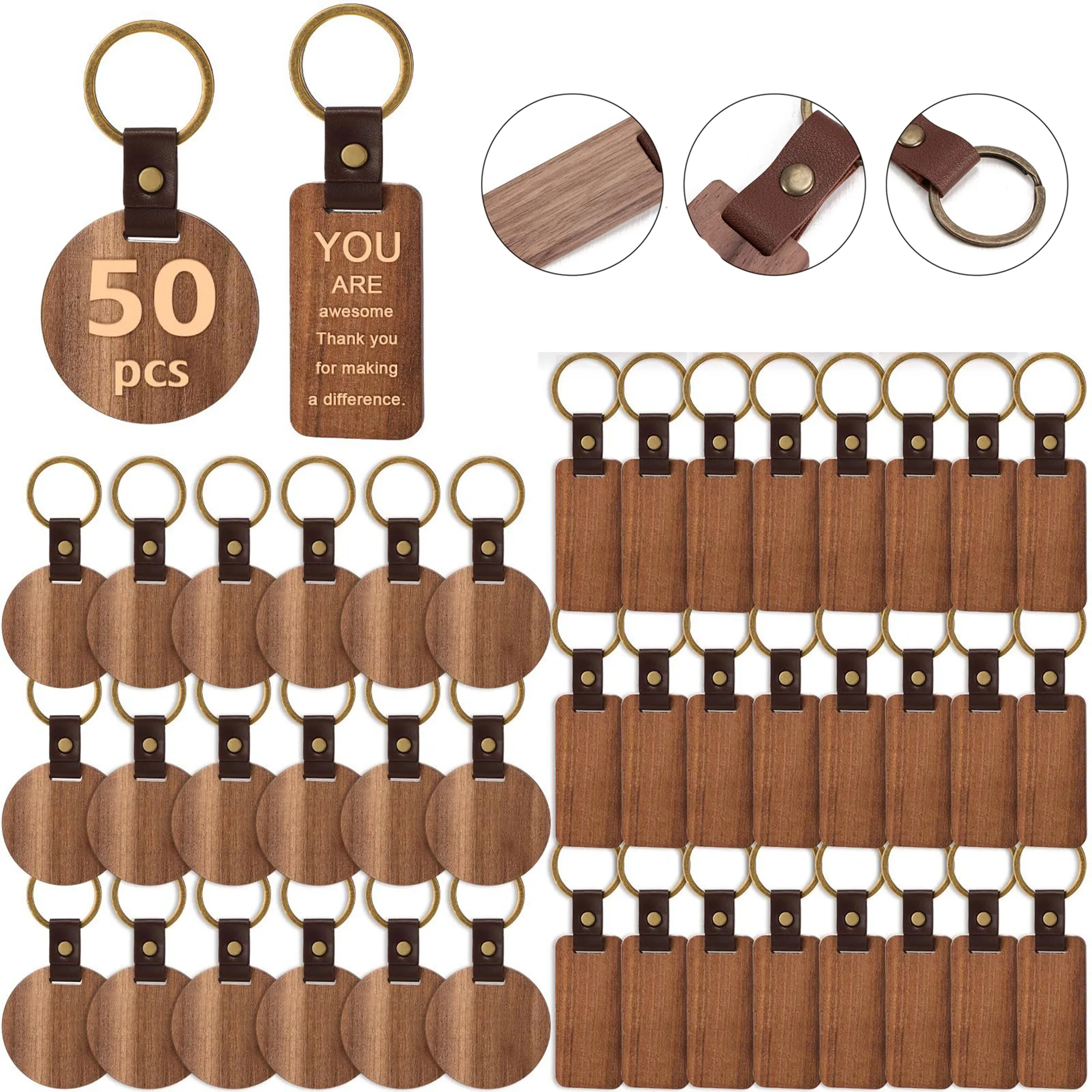 Custom Engraved Walnut Keychain