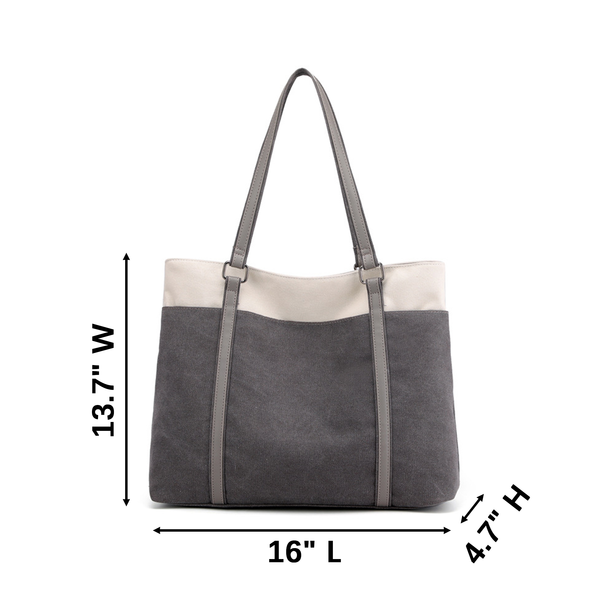 Canvas Laptop Tote With Synthetic Leather Handle 16" x 13.7" x 4.7" 7
