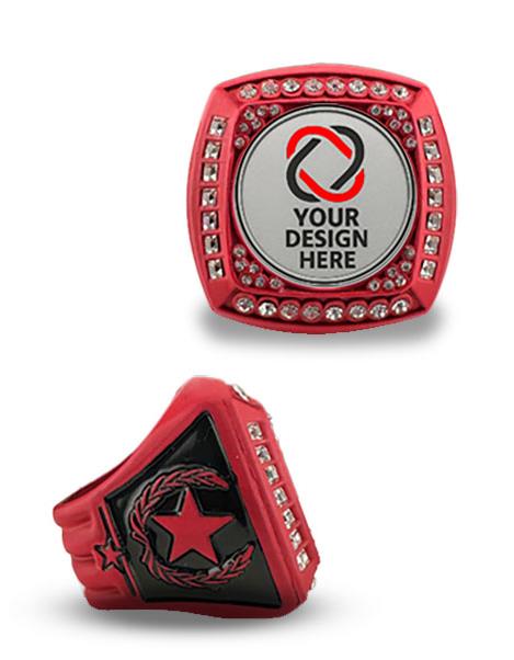 1.25" x 1.25" Custom Championship Ring Red 1