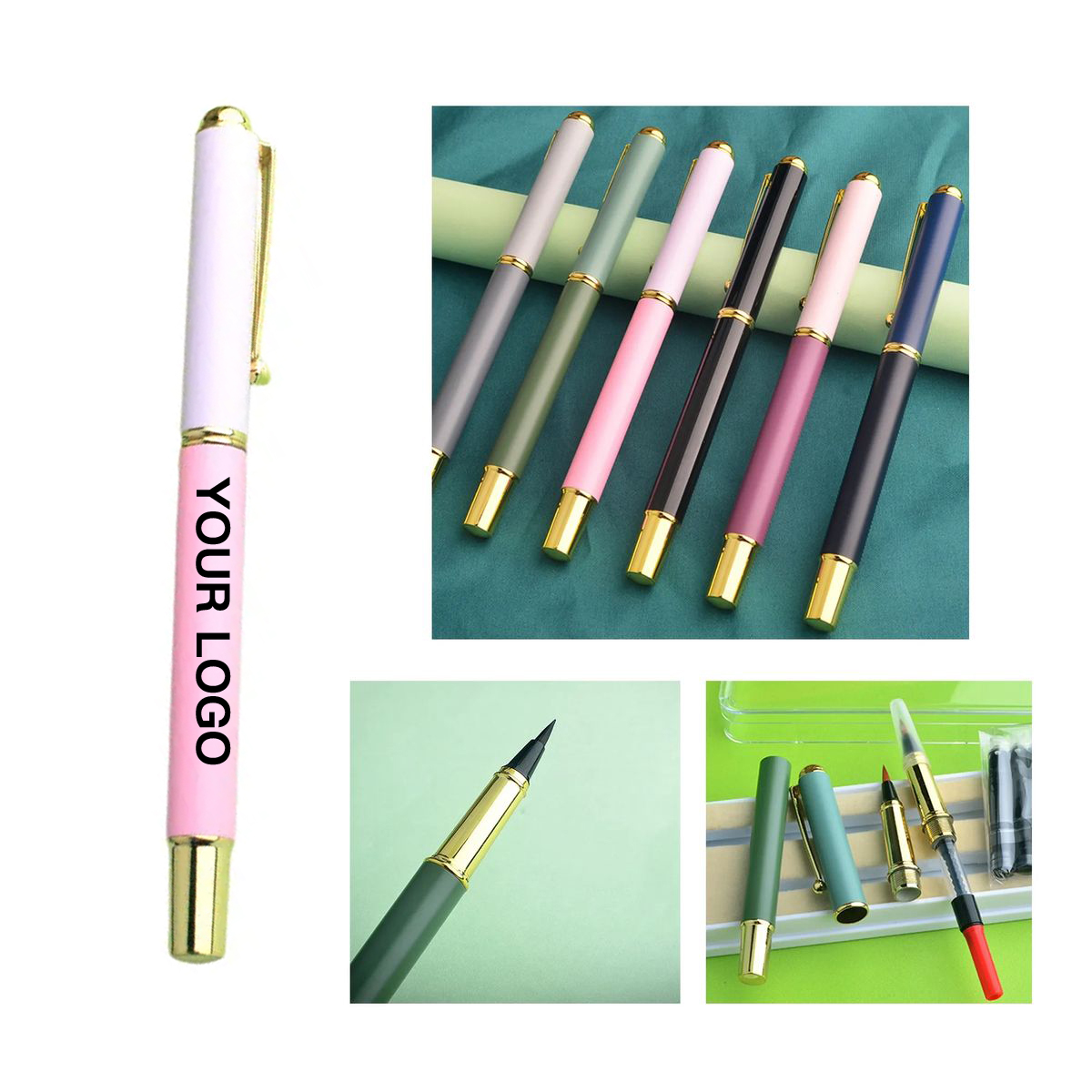 Stainless Steel Fountain Pen with Snap On Cap 3
