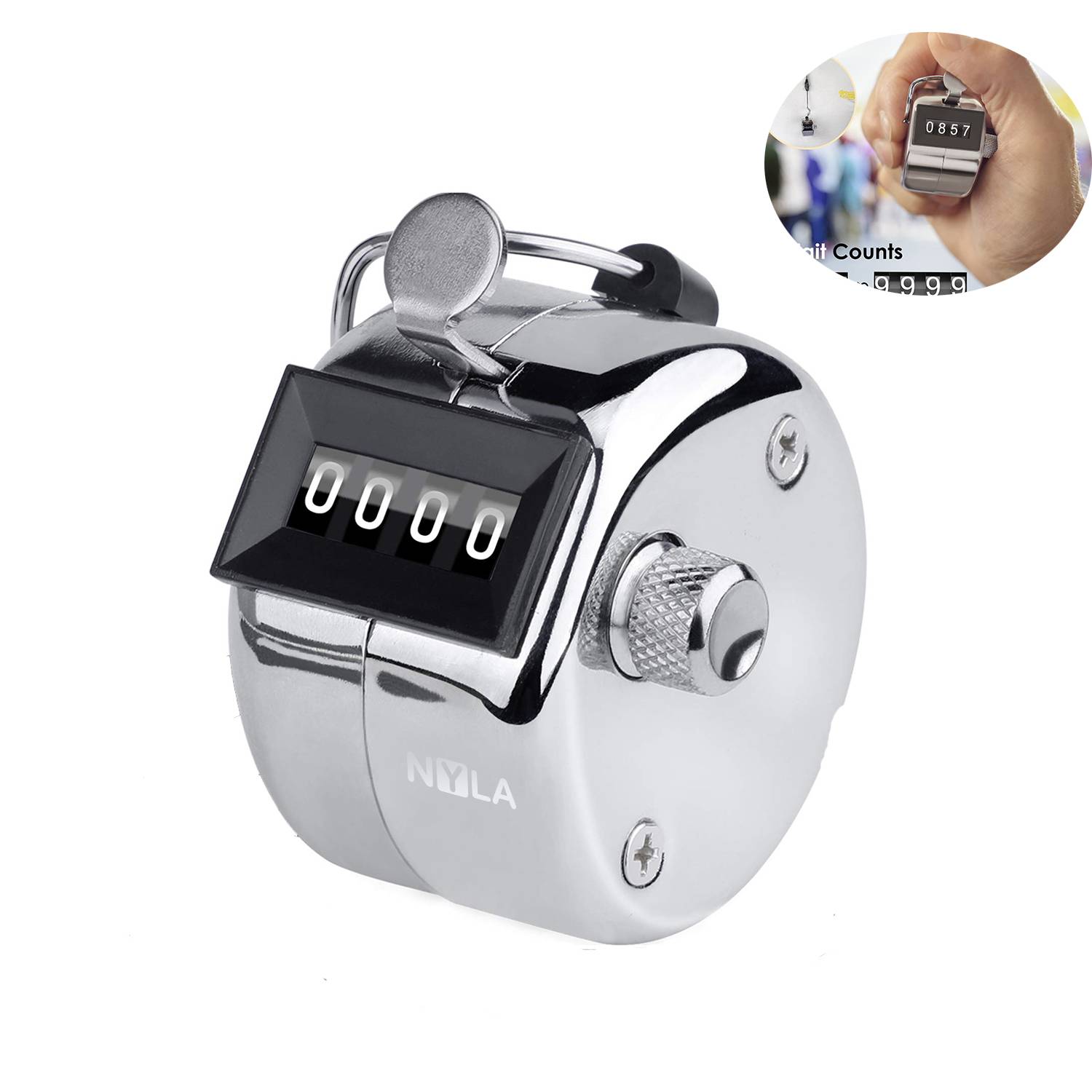 Metal Mechanical 4-Digit Number CountClicker Counter 6