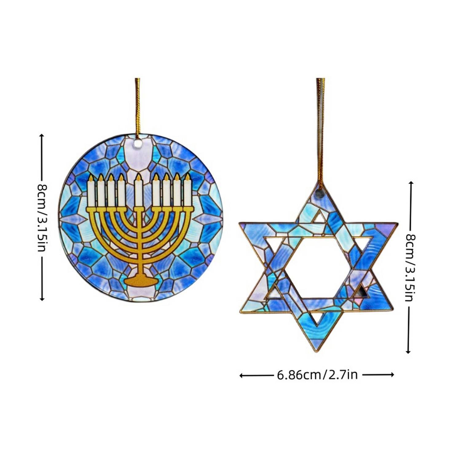 2PCS Acrylic Hanukkah Ornament Set 5