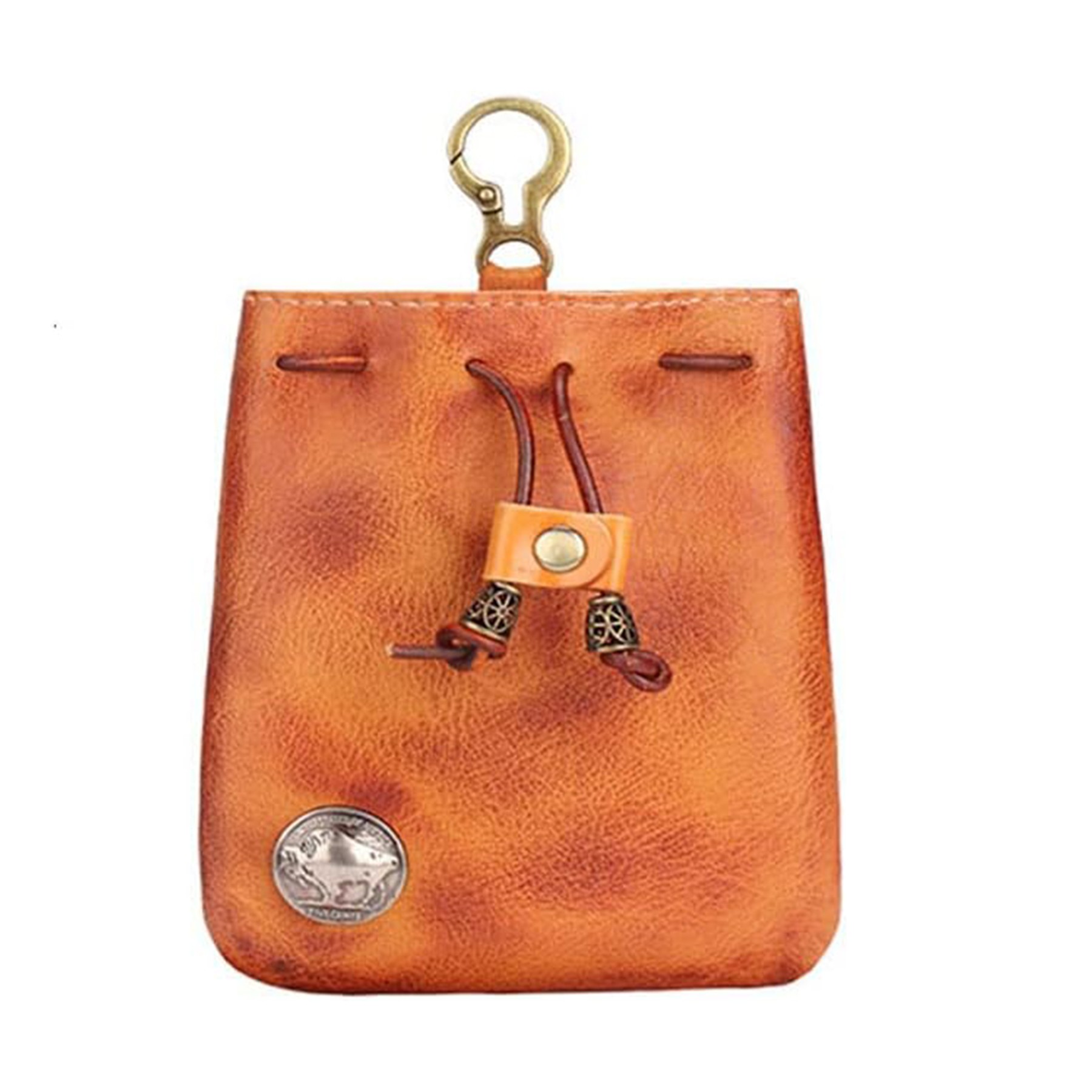 Vintage Leather Drawstring Coin Purse 2