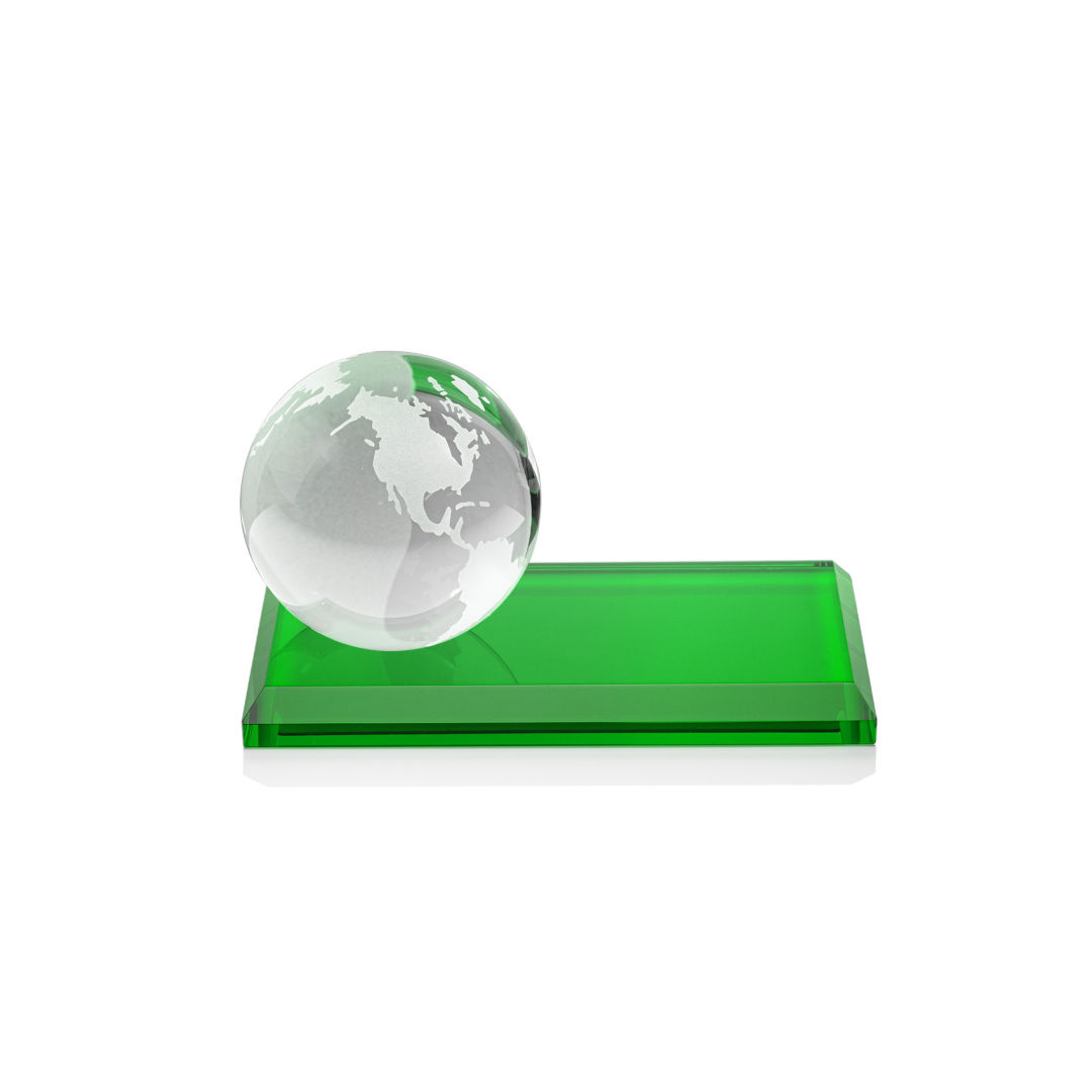 Globe VividPrint™ Award on Rectangle Base - Green 5