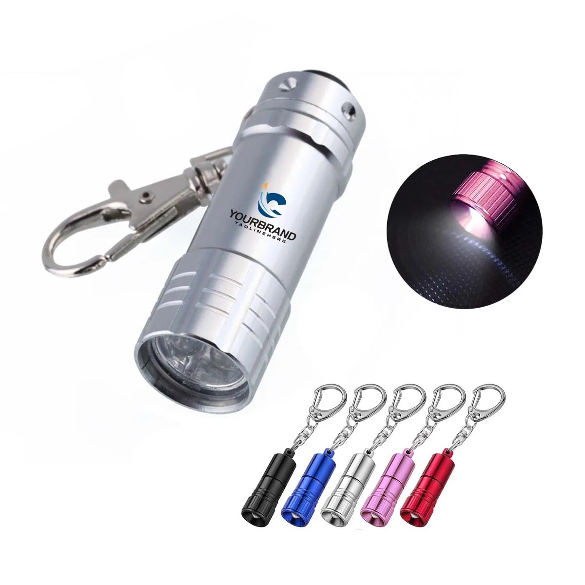 Mini Portable Bright Led Keychain Ring Flashlight with hook 2