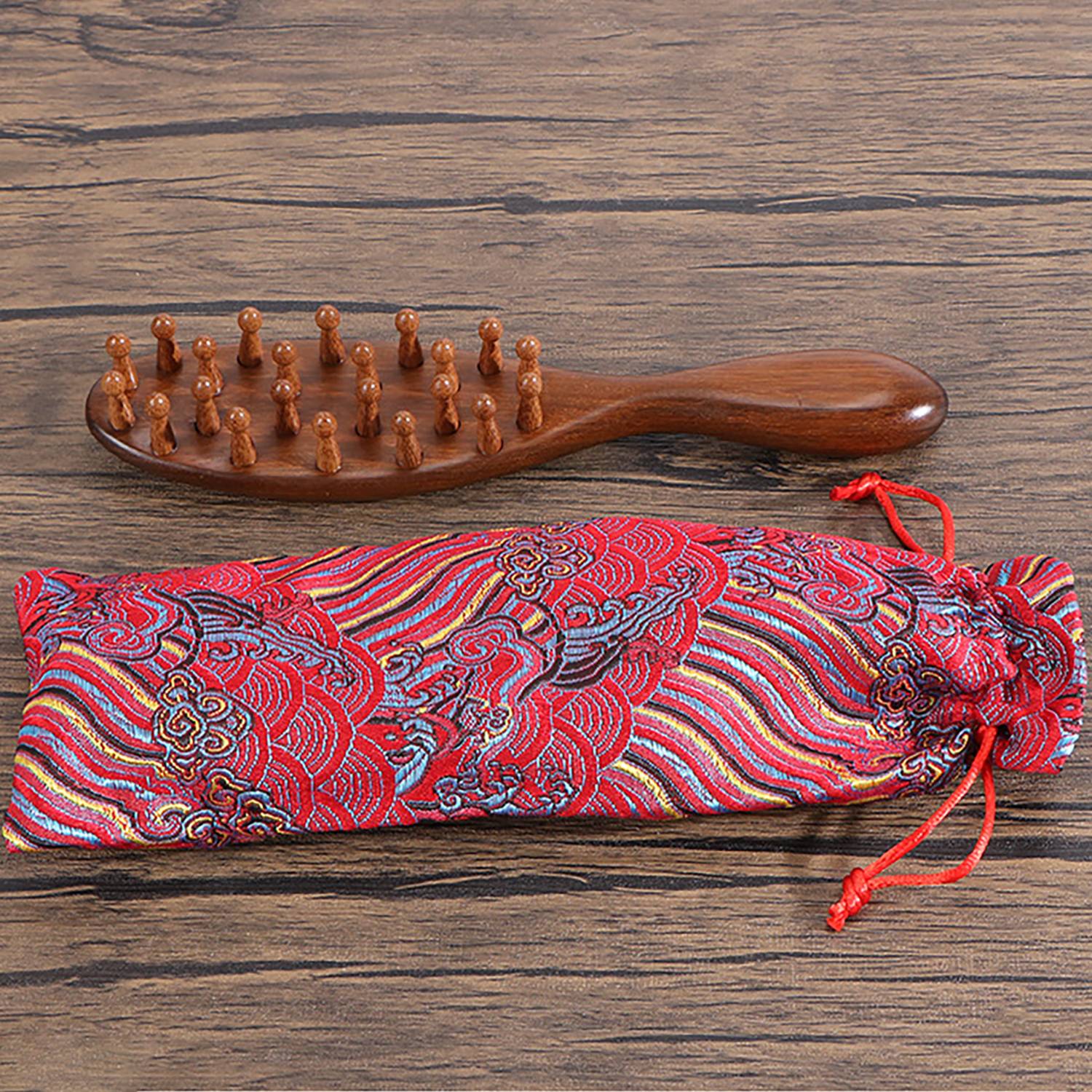 Natural Sandalwood Massage Comb W/ 22 Round-Head Teeth 2