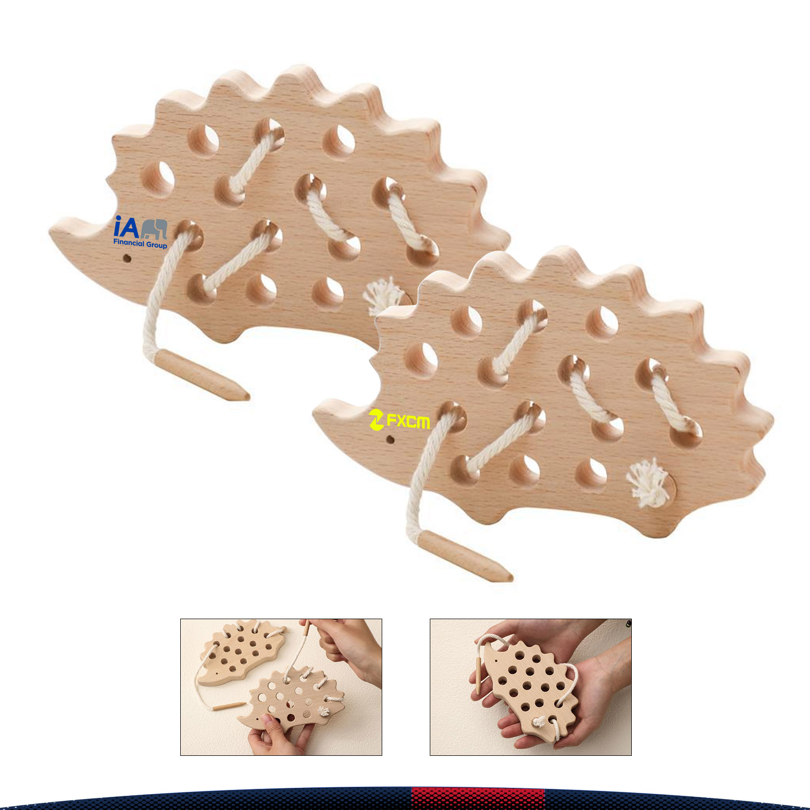 Pakty Wooden Hedgehog Lacing Toy 2