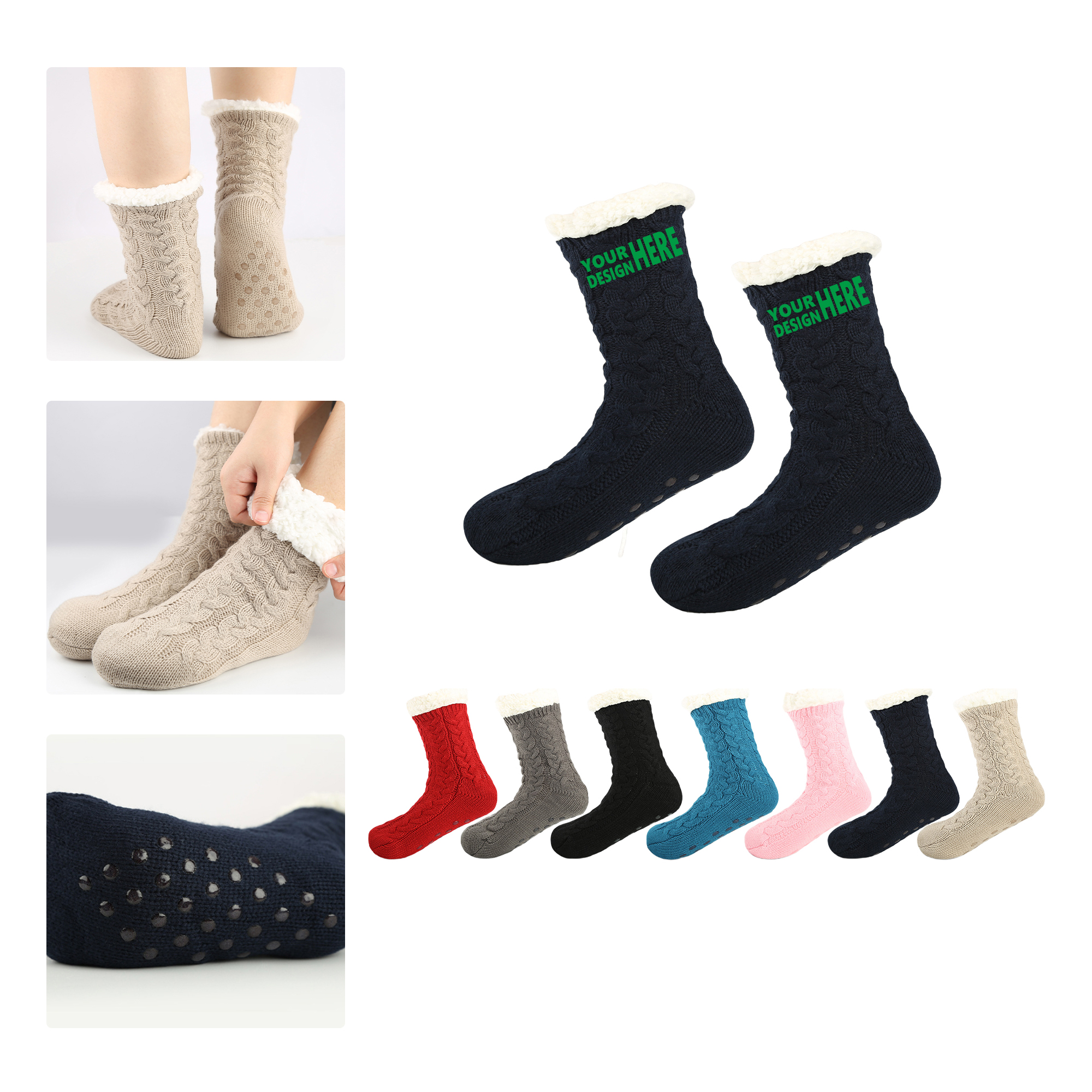 MOQ 50 Anti Slip Plush Sleep Socks 2