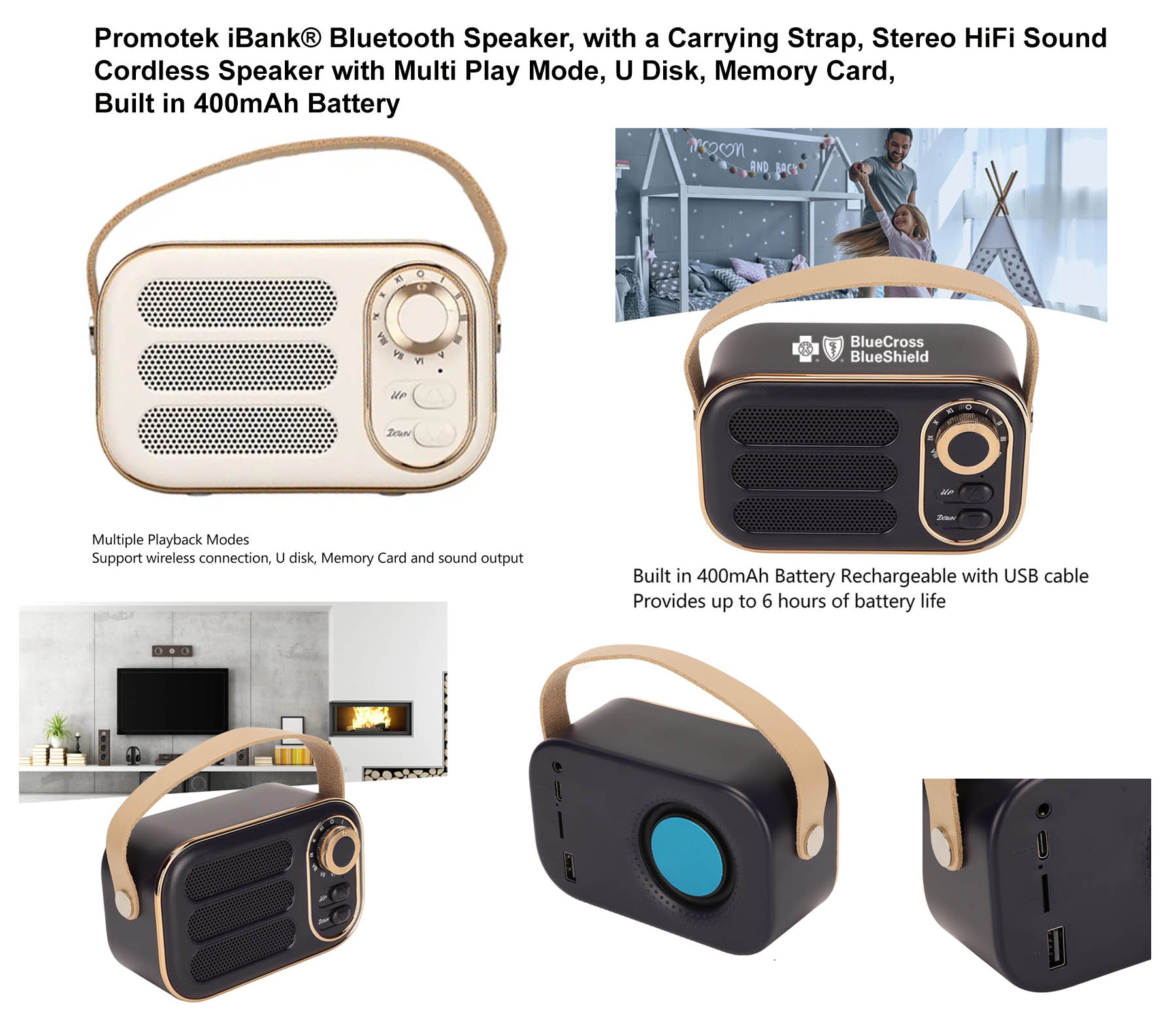 iBank ® Retro Vintage Mini Bluetooth Speaker with Carrying Strap 1