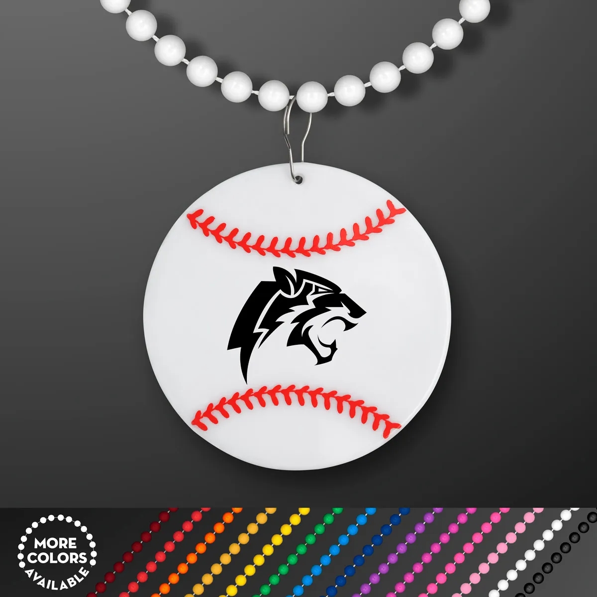 Baseball Medallion with Beaded Necklace (Non Light Up) 3