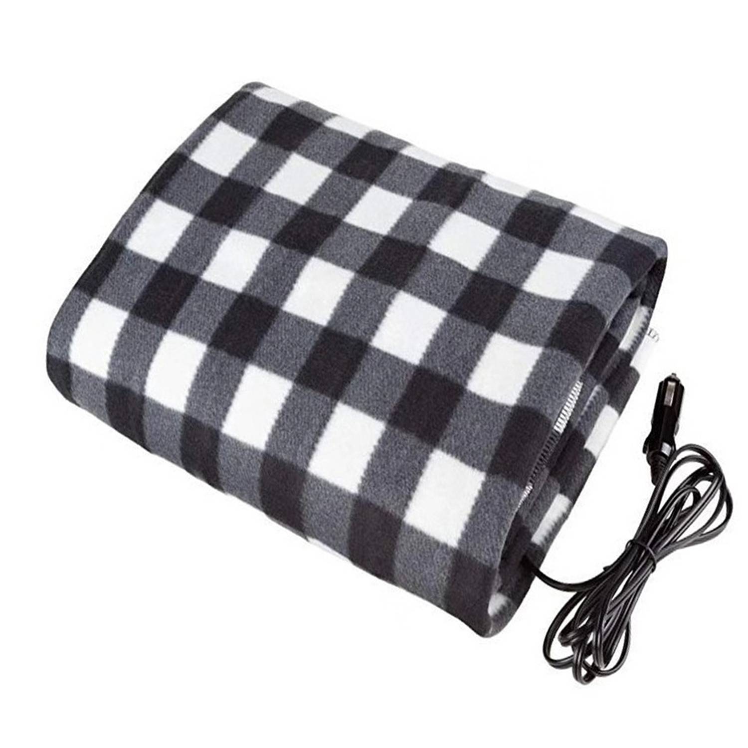 12V Car Electric Heated Fleece Plaid Blanket 3