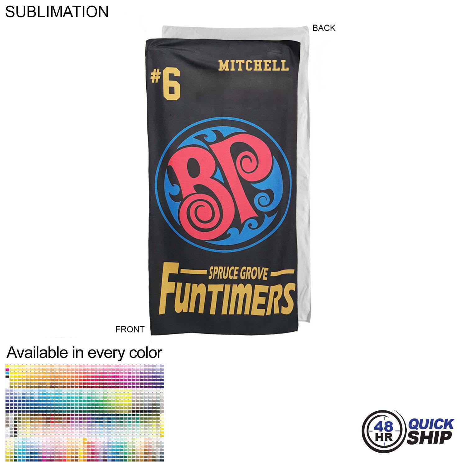 48 Hr Quick Ship - Team Towel in Microfiber Dri-Lite Terry, 30x60, Sublimated Shower Towel 3