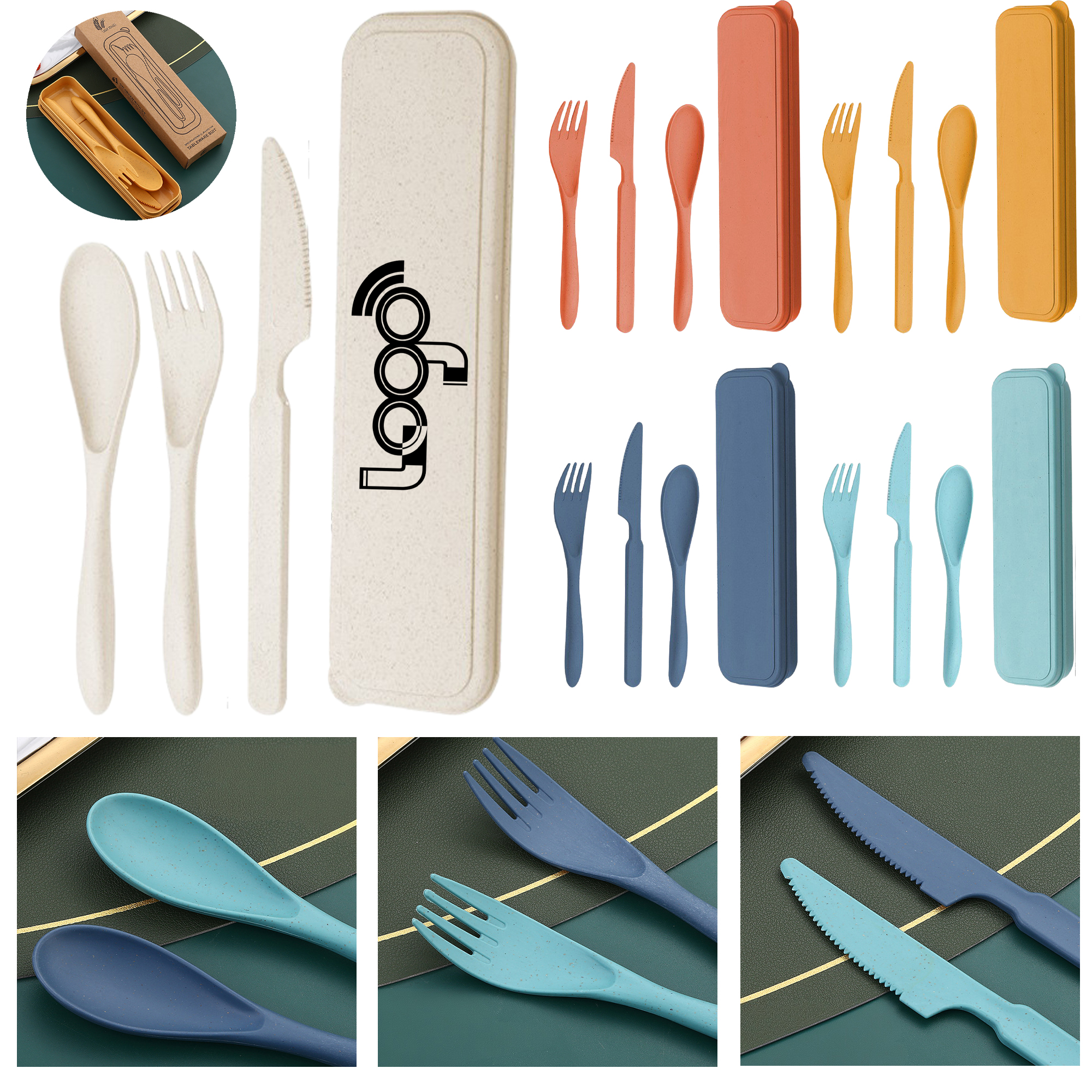 Portable Wheat Straw Cutlery Set 1
