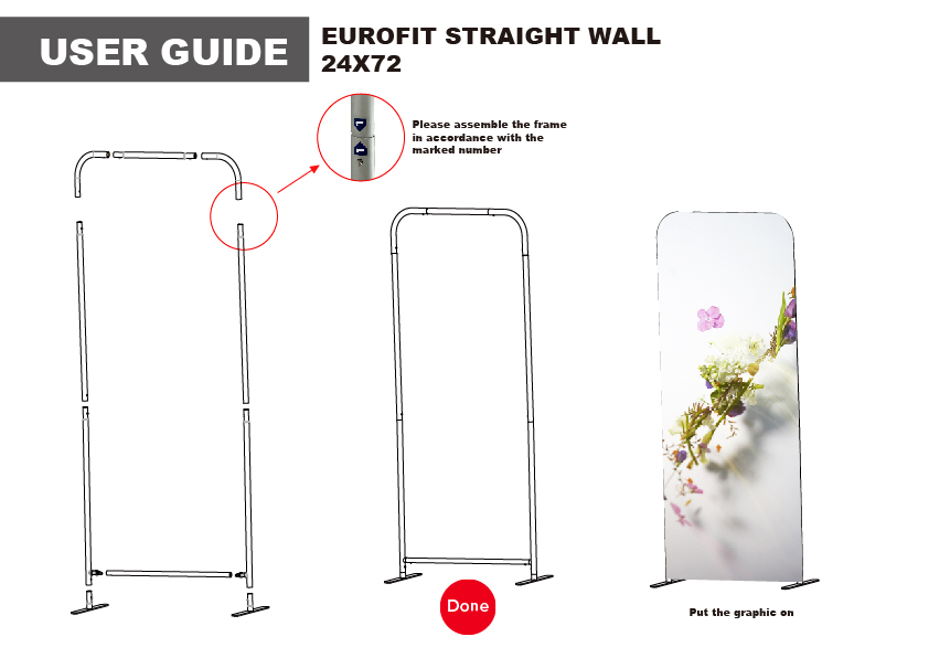 2'W x 78"H EuroFit Straight Banner Hardware Only, Frame and Carry Case. Graphics are not included 2