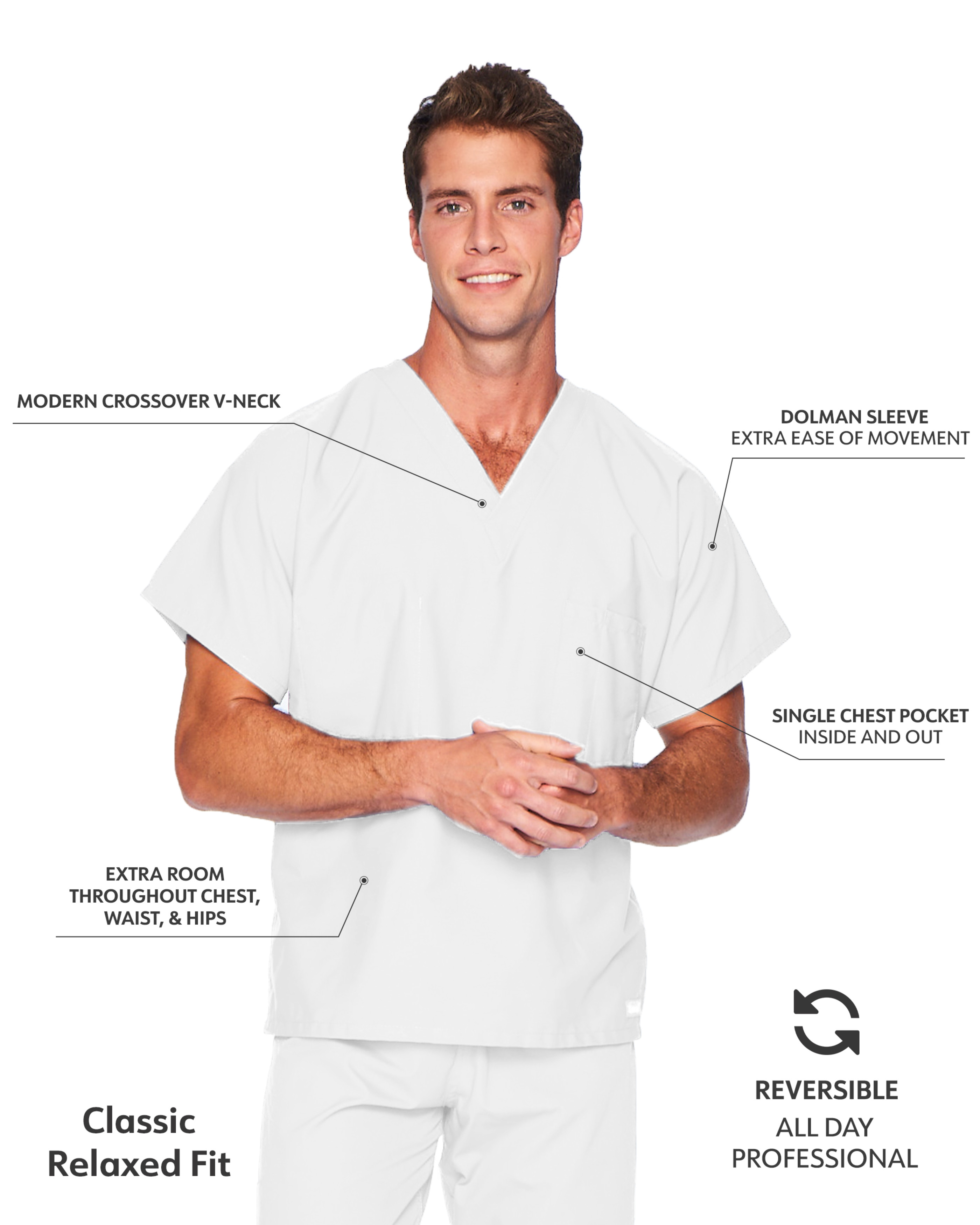 Landau - Essentials - Unisex One-Pocket Reversible V-Neck Top 6