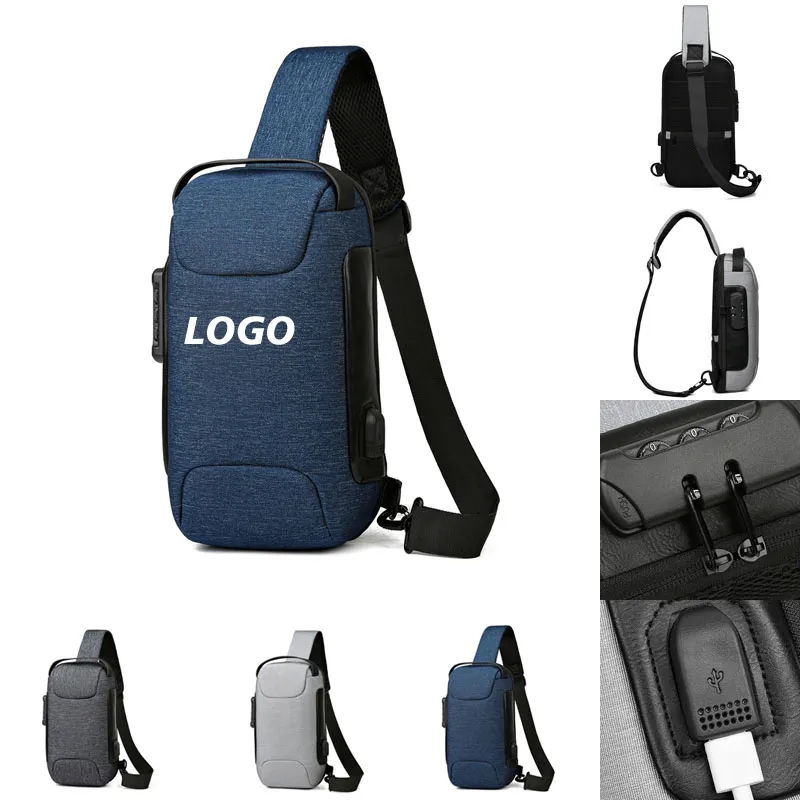 Custom Crossbody Shoulder Chest Bag with USB Charging Port 2