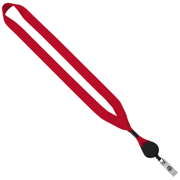 3/4" Polyester Lanyard with Metal Crimp & Retractable Badge Reel 142