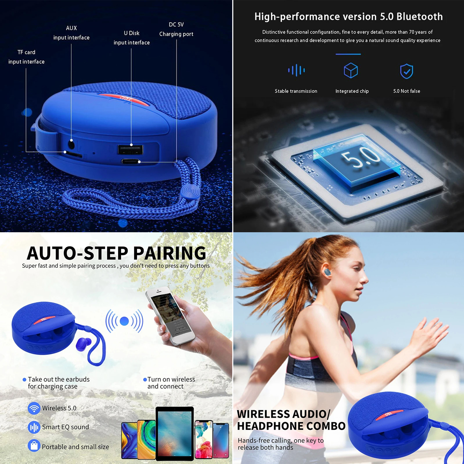 Wireless Bluetooth Headphones Speaker Stereo Bass In-Ear Headphones 2