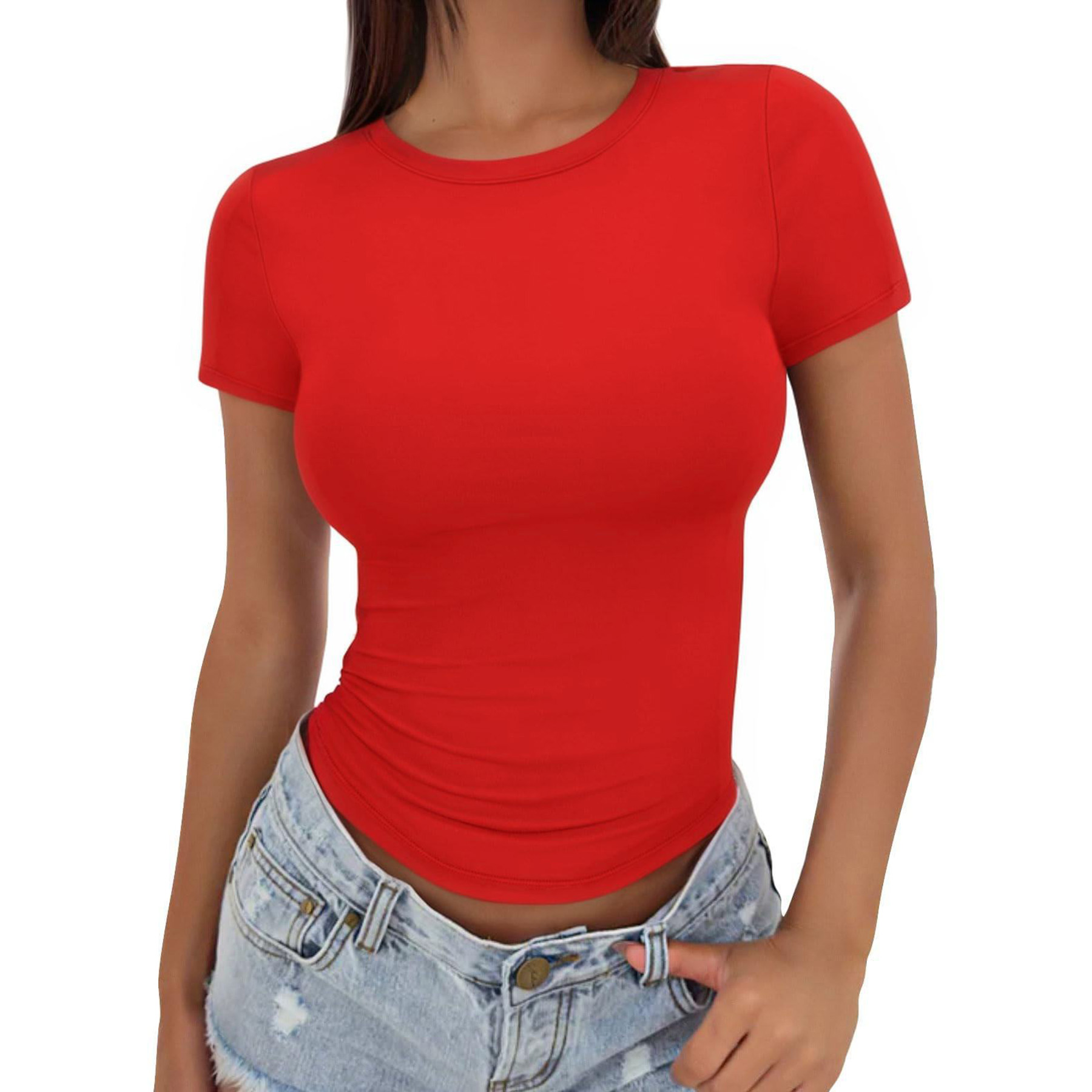 Gym Women's T shirt Summer Top Crop Short Sleeves 6