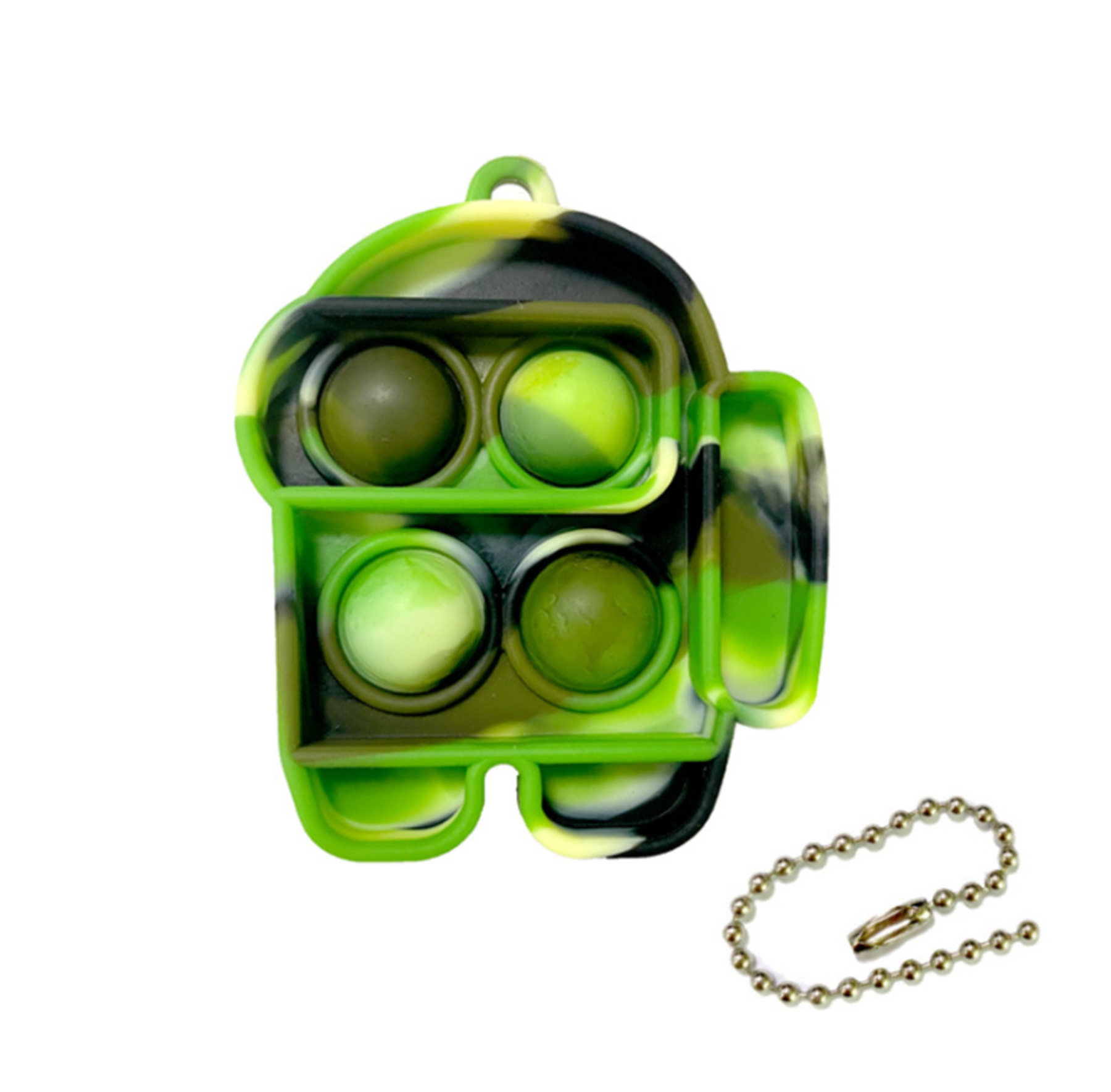 Spaceman Shape Push Pop Bubble Fidget Toy Keychain 6