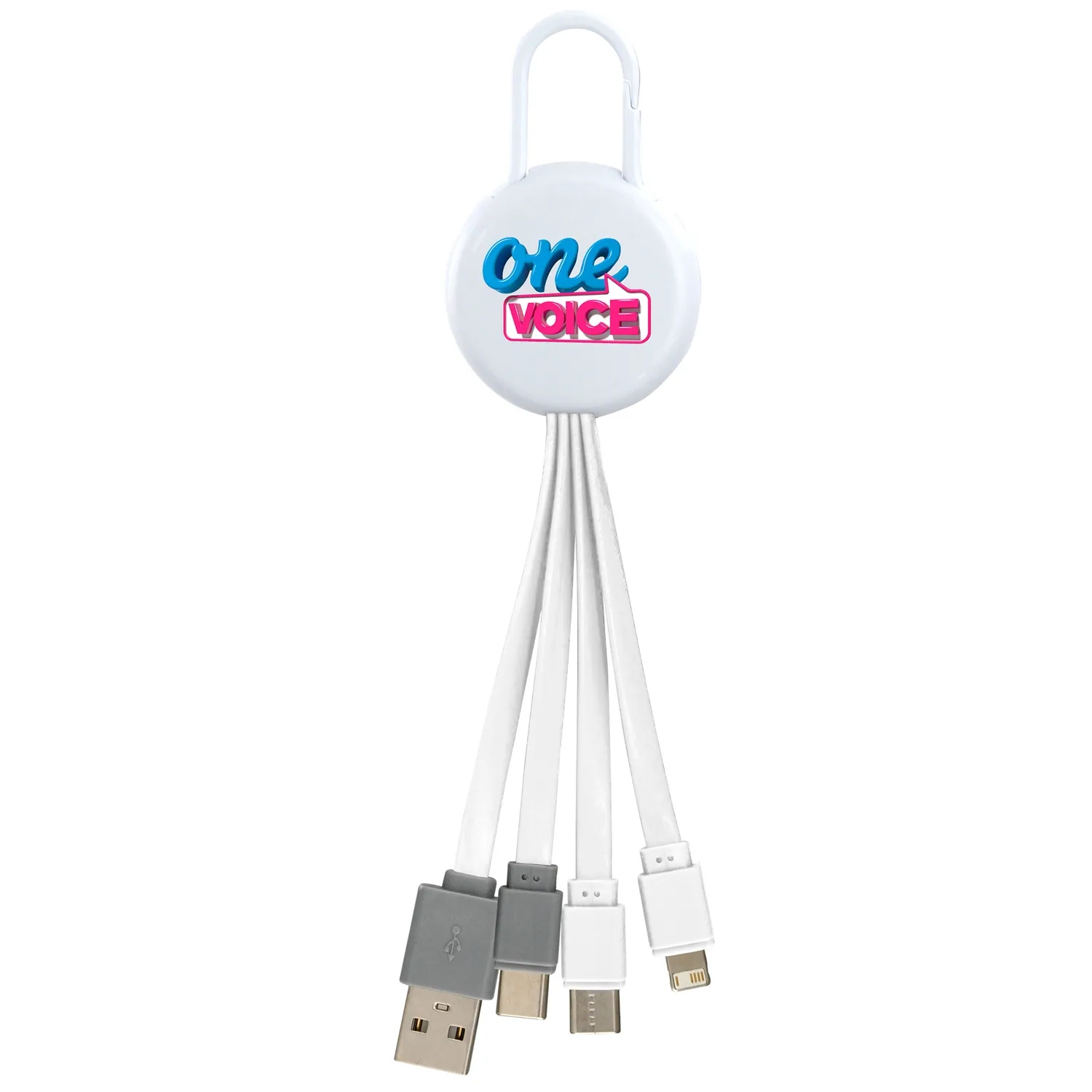 WHITE VIVID CLIP 3-IN-1 DUAL INPUT CHARGING CABLE 14