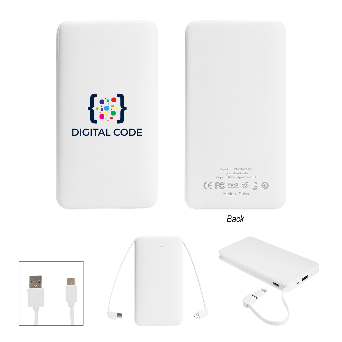 10,000 mAh Multi-Cable Power Bank