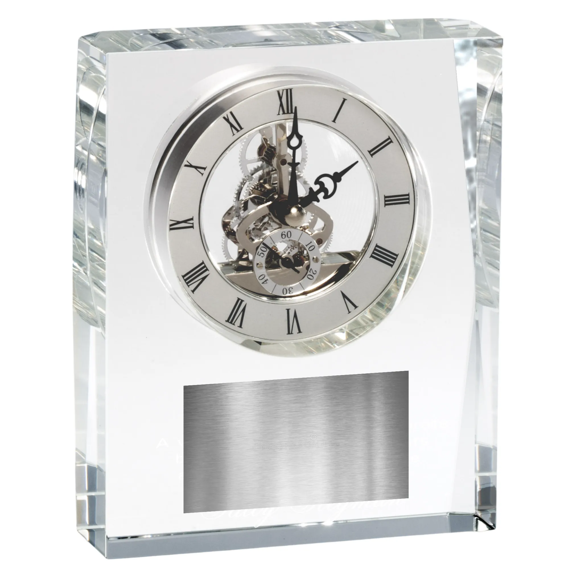 5.75" Rectangular Crystal Desk Clock Award 4