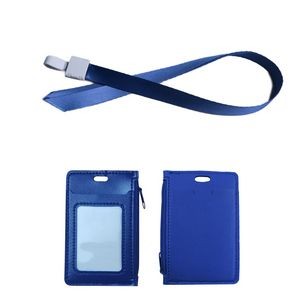 Stylish 1 Side Zipper PU Leather Card Case With Lanyard 15