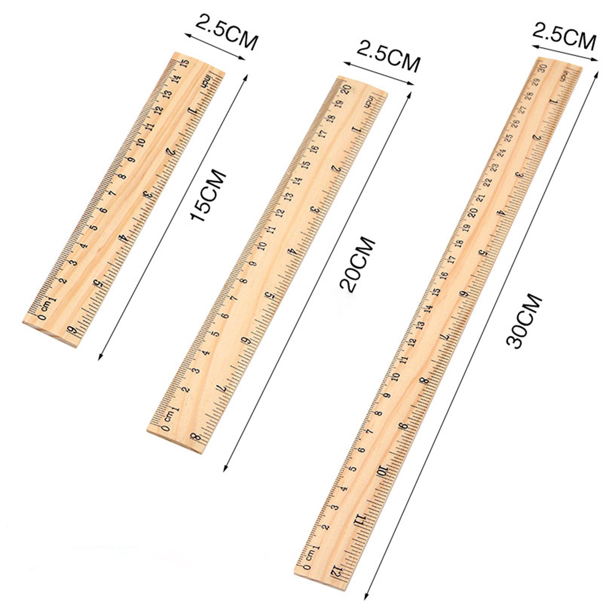 Single Sided Double Scale Wooden Ruler 3