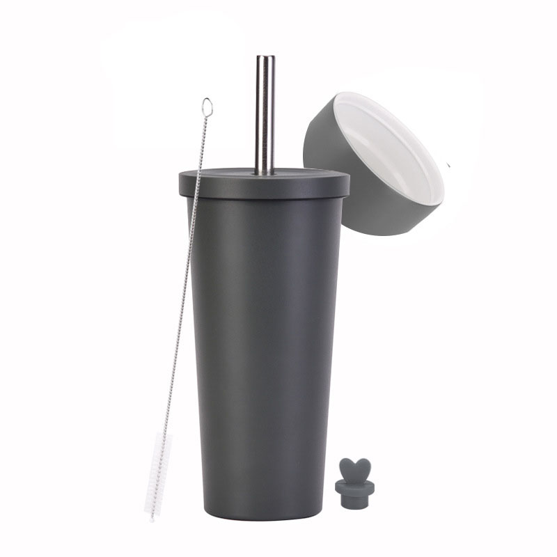 Double Wall Vacuum Straw Insulated Tumbler with Lid 6